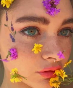 Aesthetic Face With Flowers paint by number