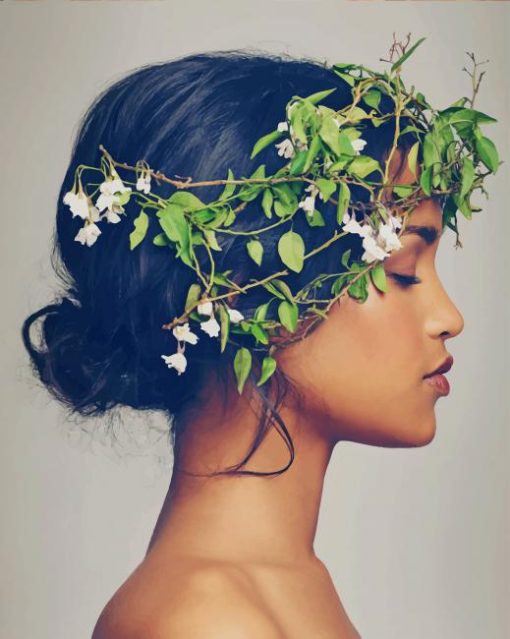 aesthetic girl with flower crown paint by number