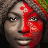 African Woman Colored Face paint by number