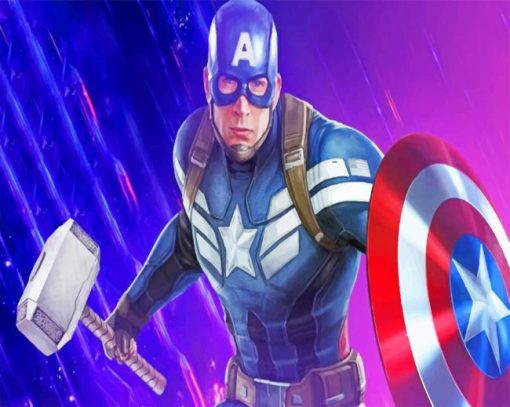 American capitan in a iron suit painting by numbers