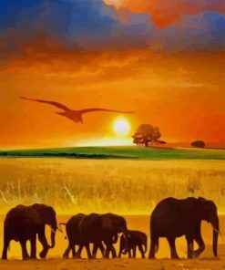 Animals Silhouette Sunset paint by numbers