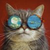 Artistic Cat With Glasses paint by number