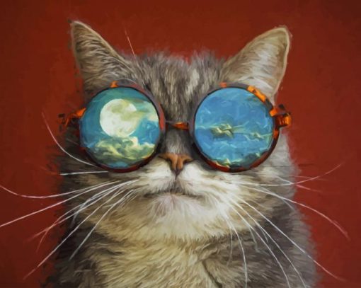 Artistic Cat With Glasses paint by number