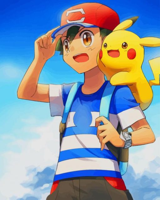 Ash And Pikachu paint by numbers