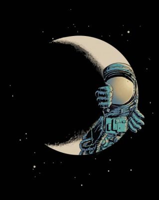 astronaut and moon art paint by number