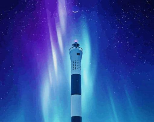 Aurora Sky Lighthouse paint by number