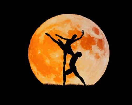 Ballet Dancers Full Moon paint by number