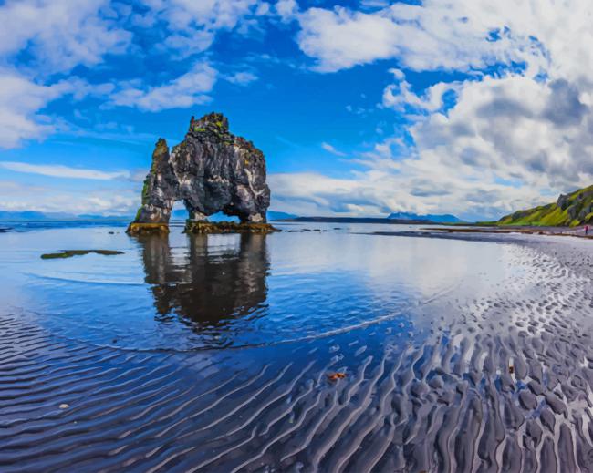 Basalt Rock Iceland Sea paint by number