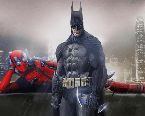 Batman With Deadpool paint by number