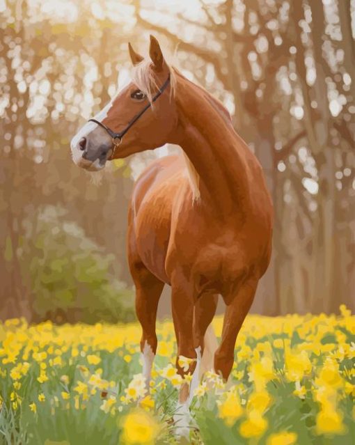 Beautiful Brown Horse In Forest paint by numbers