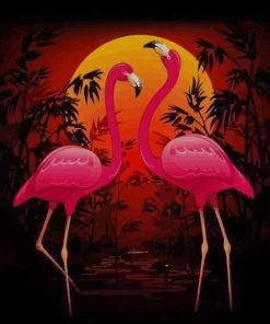 Beautiful Flamingos Sunset paint by numbers