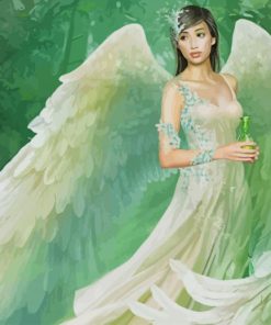 Beautiful Green Angel paint by numbers