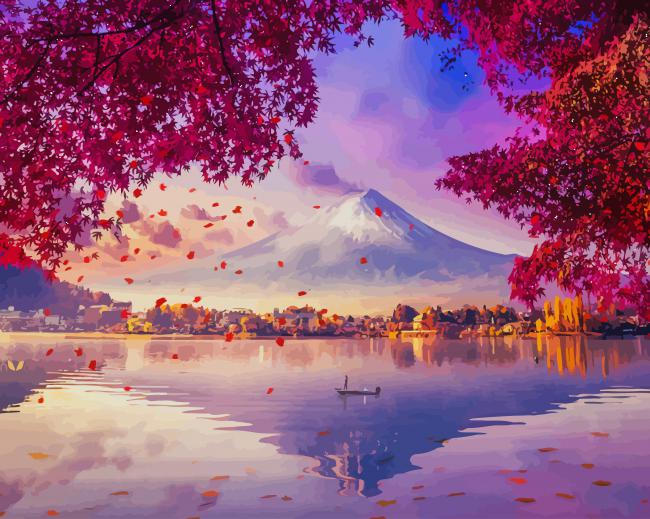 Beautiful Japan Lake paint by number