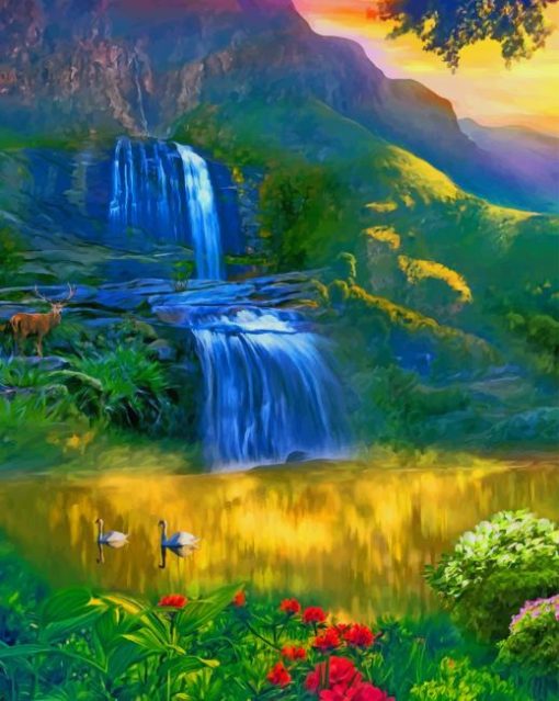 Water Fall's Landscape paint by numbers