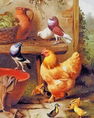 Beautiful Pigeon Chicken and Duck paint by numbers