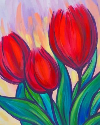 Beautiful Red tulip paint by numbers