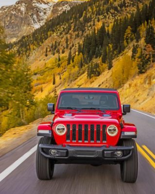 Beautiful Red Jeep paint by numbers