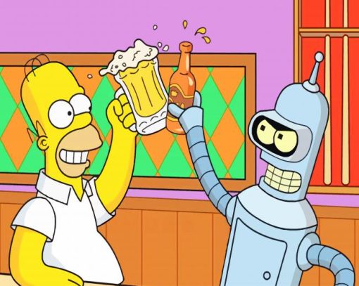 Bender And Homer Simpson paint by numbers