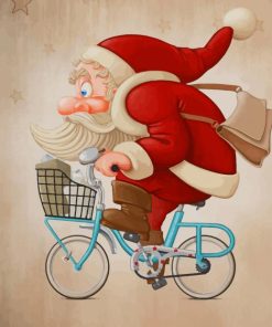 Bike Riding Santa Claus paint by numbers