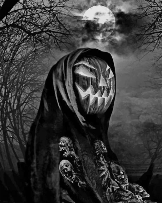 Black And White Halloween paint By Numbers