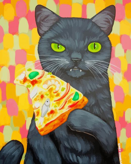 lack Cat And Pizza paint by numbers