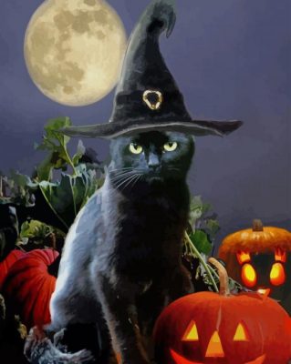 Black Cat Halloween paint by numbers