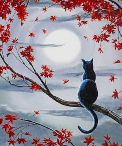 Black Cat In Silvery Moonlight painty by numbers