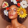 Black Girl Flower Hair paint by numbers