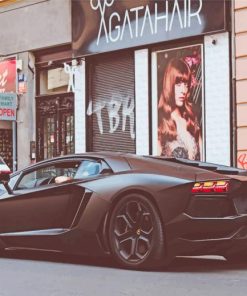 Black Lamborghini In The street paint by numbers