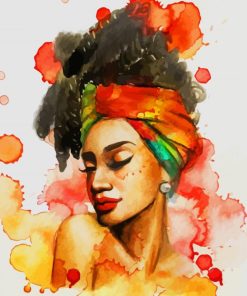 Black Woman Watercolor paint by numbers