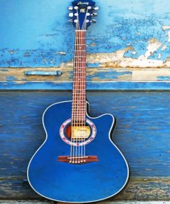 Guitar On A Blue wall paint by numbers