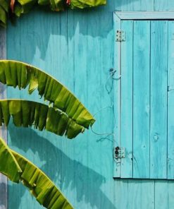 Blue House And Banana Tree paint by numbers