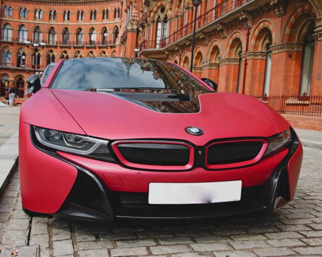 Red BMW In The Street paint by numbers