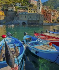 Boats In Italian Beach paint by numbers