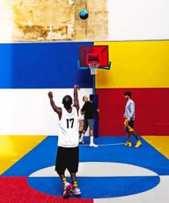 boys playing baskett ball painting by numbers