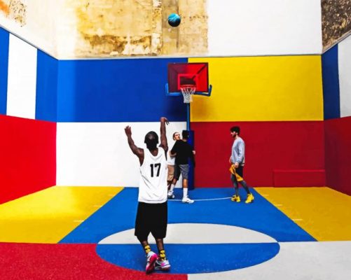 boys playing baskett ball painting by numbers