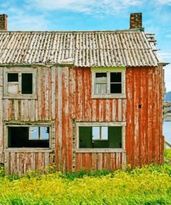 Brown wooden Old Shack painting by numbers