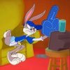 Bugs Bunny Watching TV Paint By Numbers