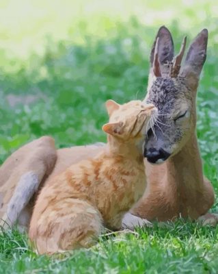 Cat and Fawn paint by numbers