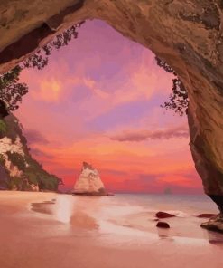 Cathedral Cove New Zealand paint by numbers