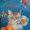 Cats With Fishes In Water paint by numbers