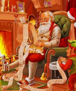 Christmas Day List of Gift Santa Claus paint by numbers