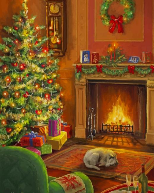 Christmas Fireplace paint by numbers