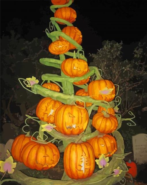 Christmas Tree With Pumpkin paint by numbers