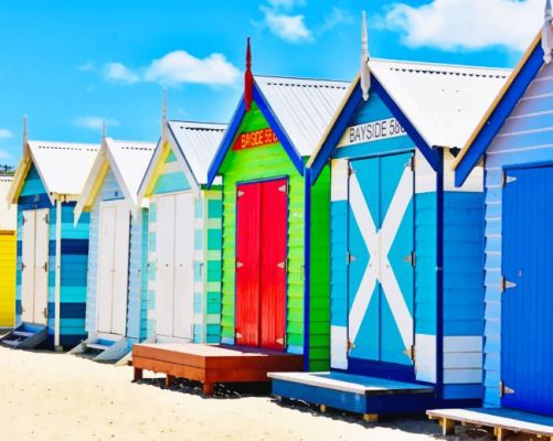 Colorful Bayside Houses paint by numbers