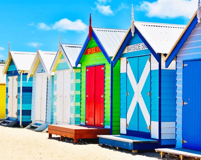 Colorful Bayside Houses paint by numbers