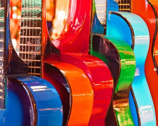 Colorful Guitars paint by number