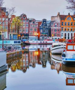 Colorful Canal Houses Amsterdam paint by numbers