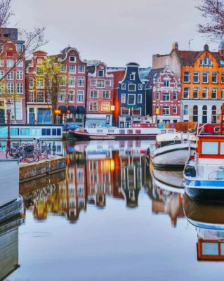 Colorful Canal Houses Amsterdam paint by numbers