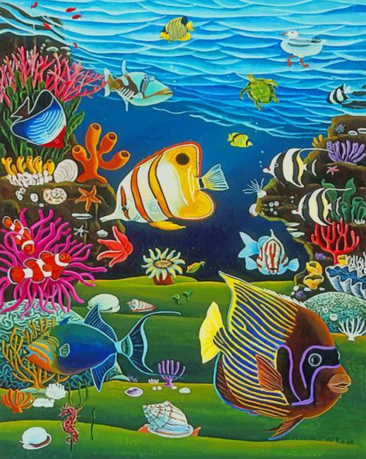 Colorful Fish on The Sea paint by numbers